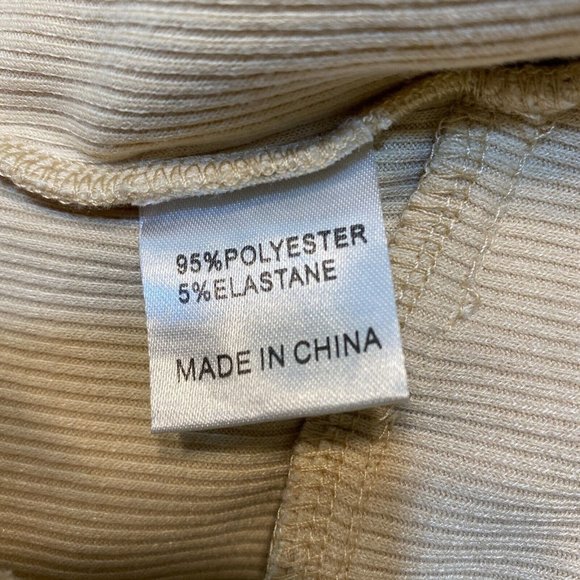 Princess Polly Crop Top 6 Beige Ribbed Knit Sweetheart Ruched Long Sleeve - Picture 8 of 10